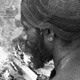 Men repairing pearl shell mounts in preparation for moka –  Kawelka, Hagen, Papua New Guinea, 1964 - (© P.J. Stewart & A.J. Strathern Archive)