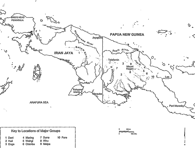 Map of Locations of Major Groups in Papua New Guinea